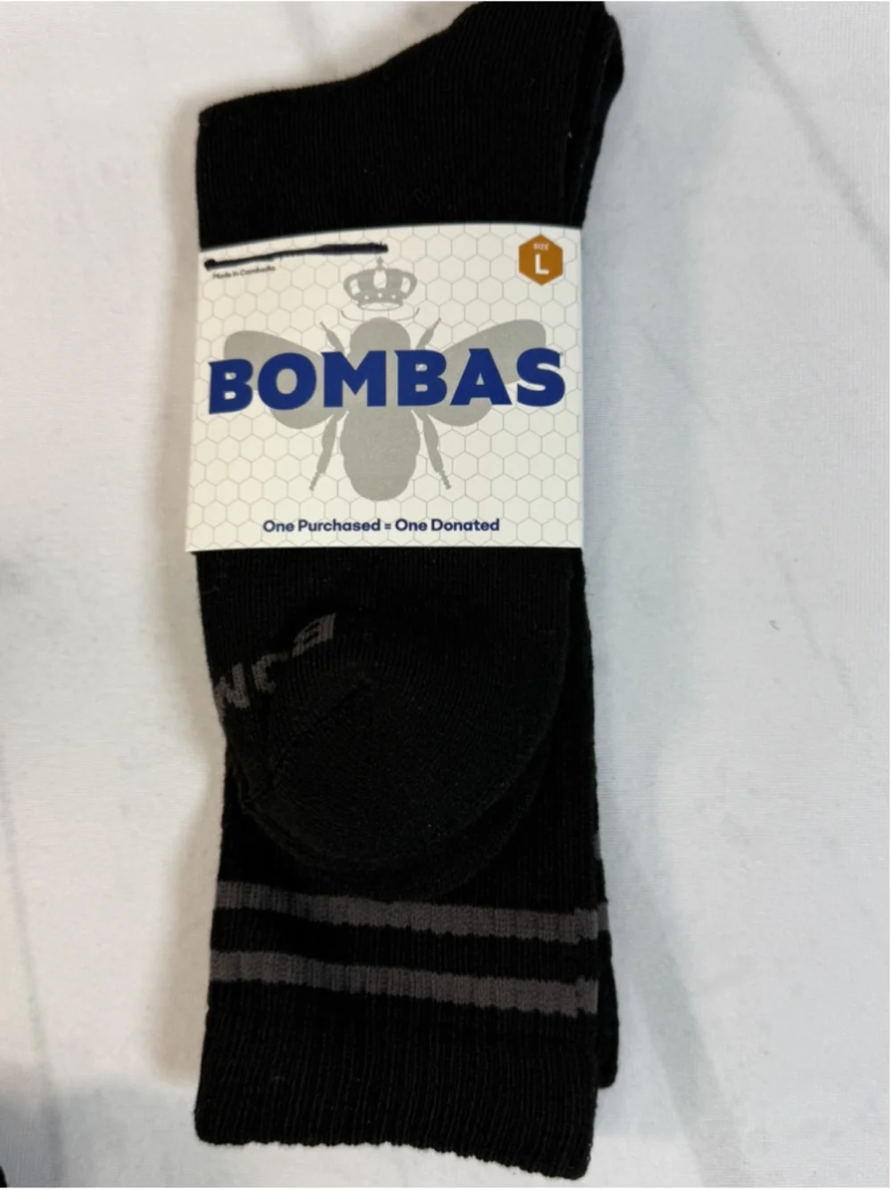 1 Pk Bombas Antimicrobial Black Calf Crew Sock Unisex Large Adult Honeycomb
